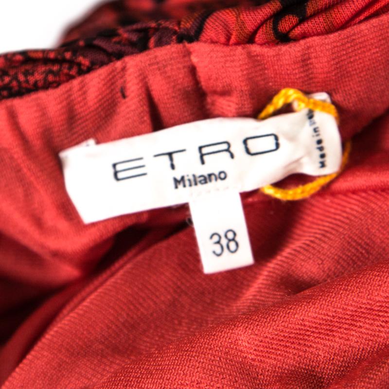 Etro Red Paisley Printed Draped Maxi Skirt S 1