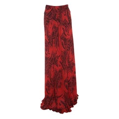 Etro Red Paisley Printed Draped Maxi Skirt S