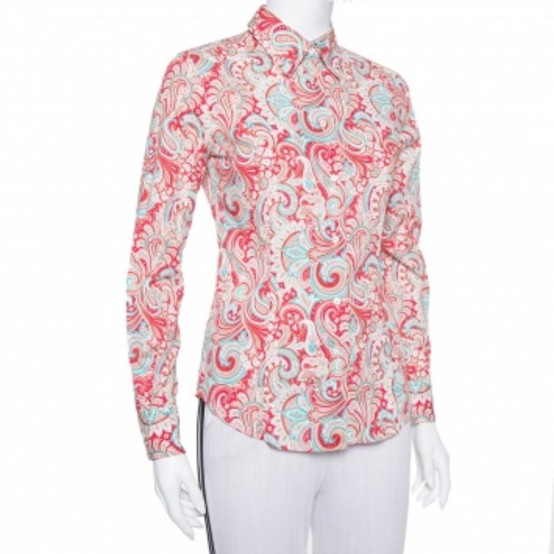 This beautifully-designed shirt from Etro will add liveliness to your everyday look. Cut out from cotton, the red shirt has the signature paisley print all over, front button closure, and long sleeves. Complete your look by pairing it with jeans or