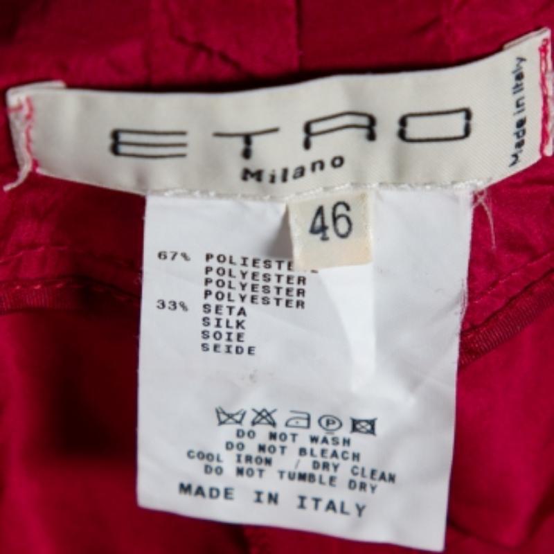 Women's Etro Red Silk Straight Leg Trousers L For Sale