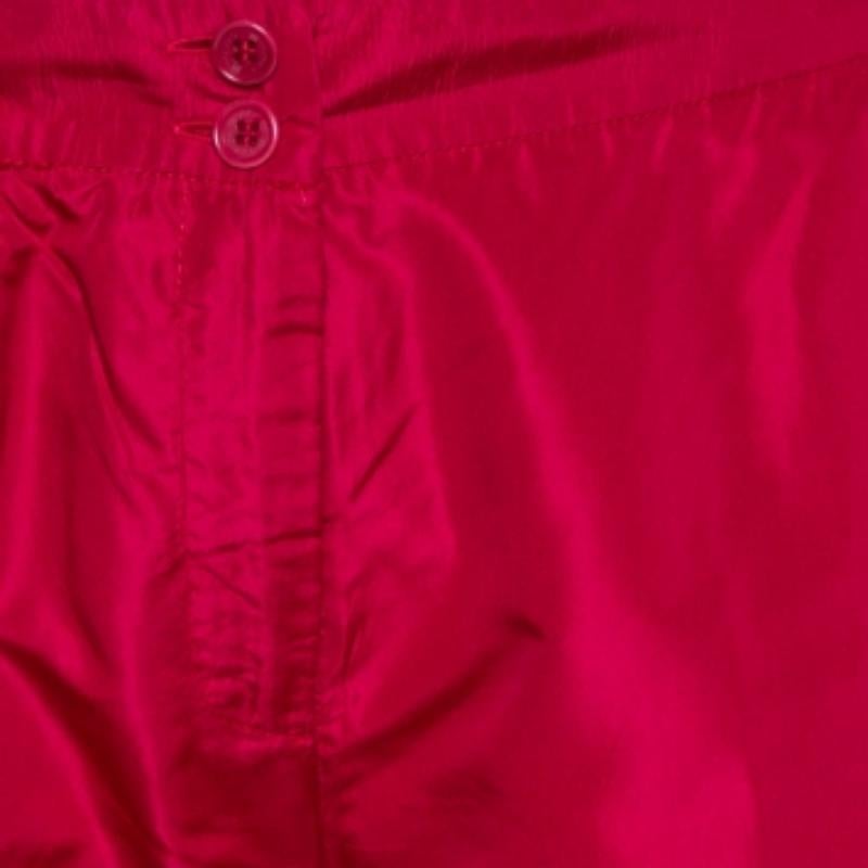 Etro Red Silk Straight Leg Trousers L For Sale 1