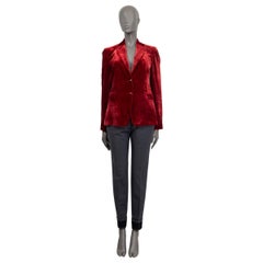 ETRO red silk VELVET SINGLE BREASTED Blazer Jacket 42 M