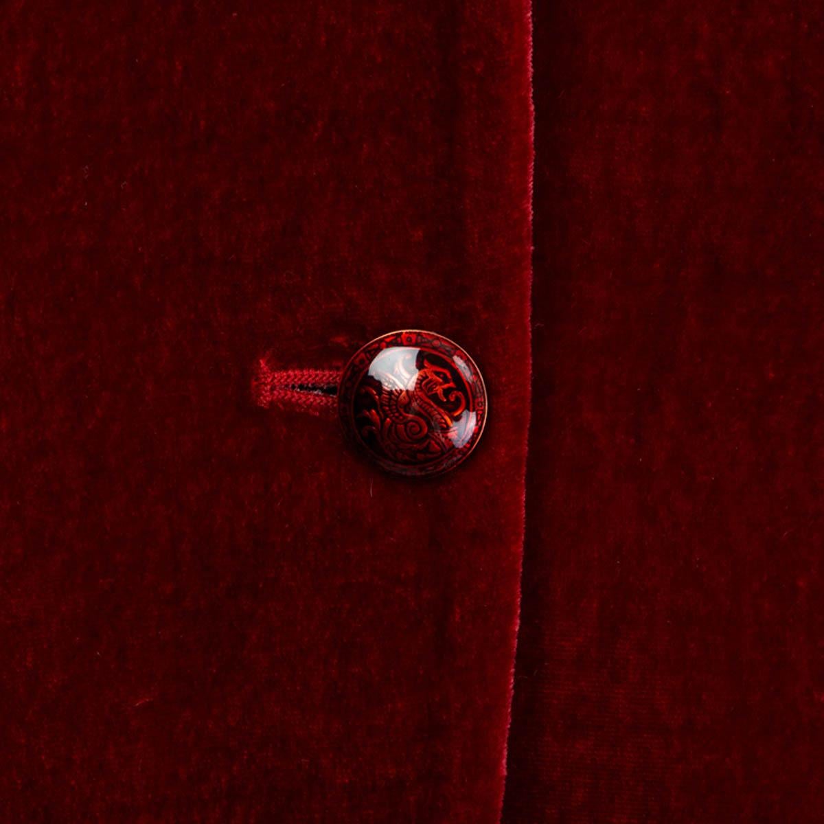 Red ETRO red silk VELVET SINGLE BREASTED Blazer Jacket 42 M For Sale