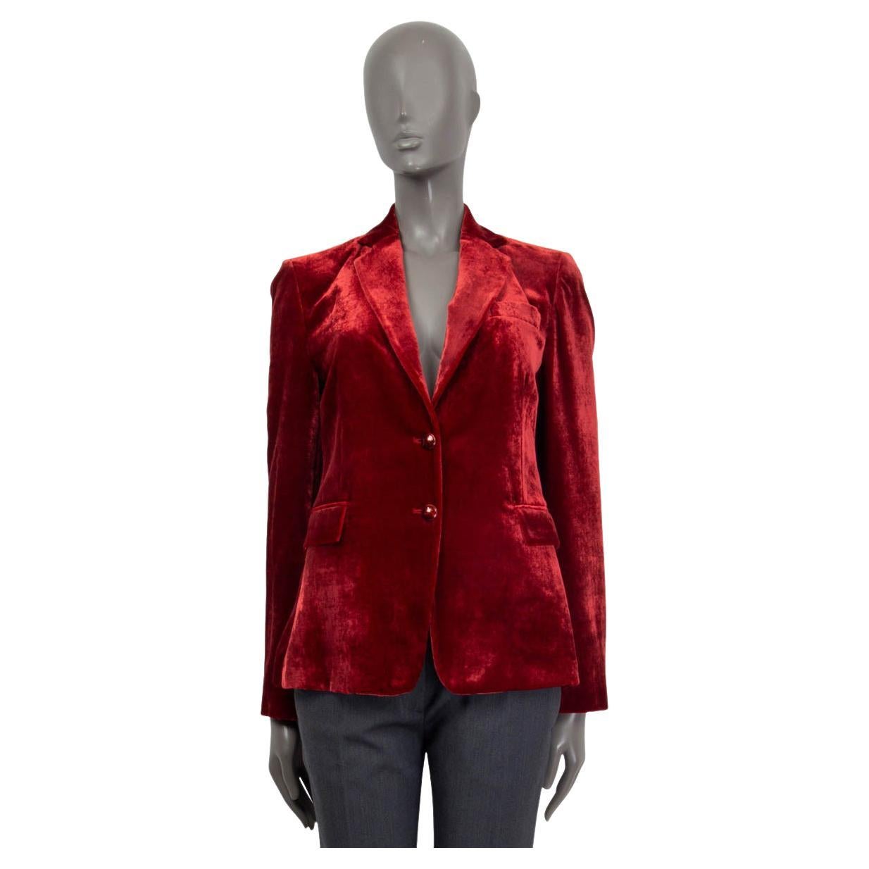 ETRO red silk VELVET SINGLE BREASTED Blazer Jacket 42 M For Sale