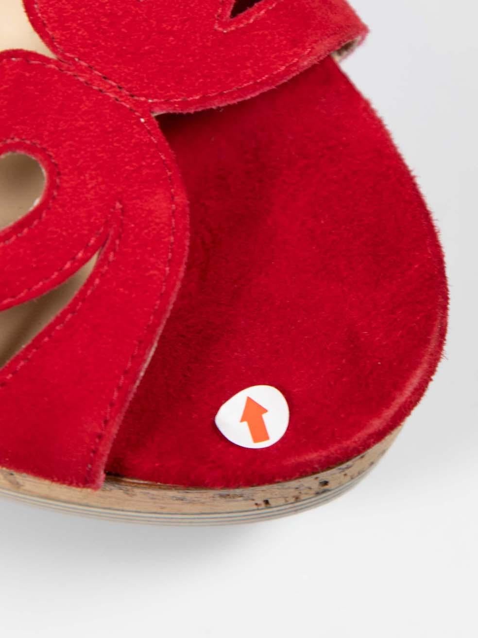 Etro Red Suede Wooden Platform Sandals Size IT 40 For Sale 1