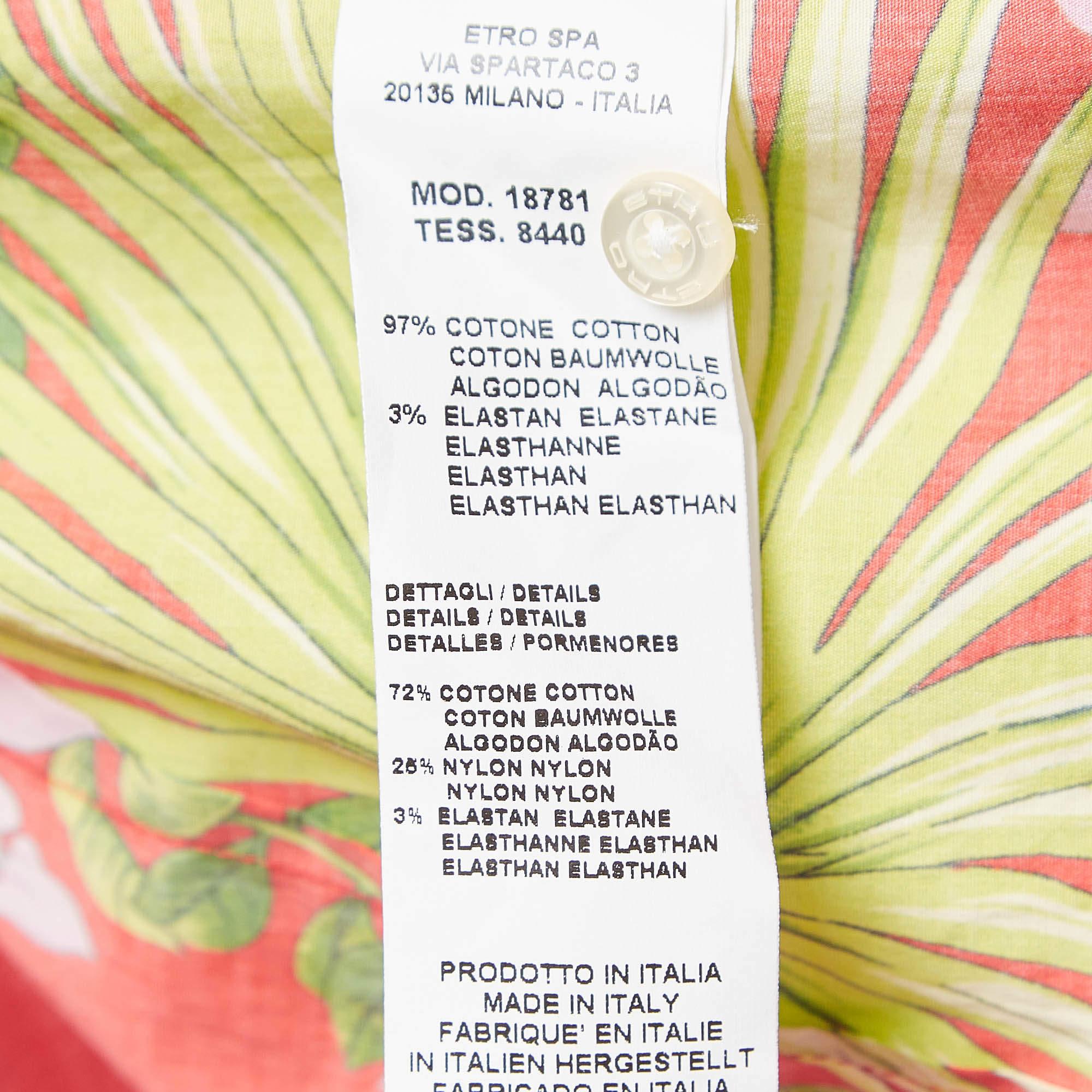 Etro Red Tropical Print Cotton Shirt L For Sale 1