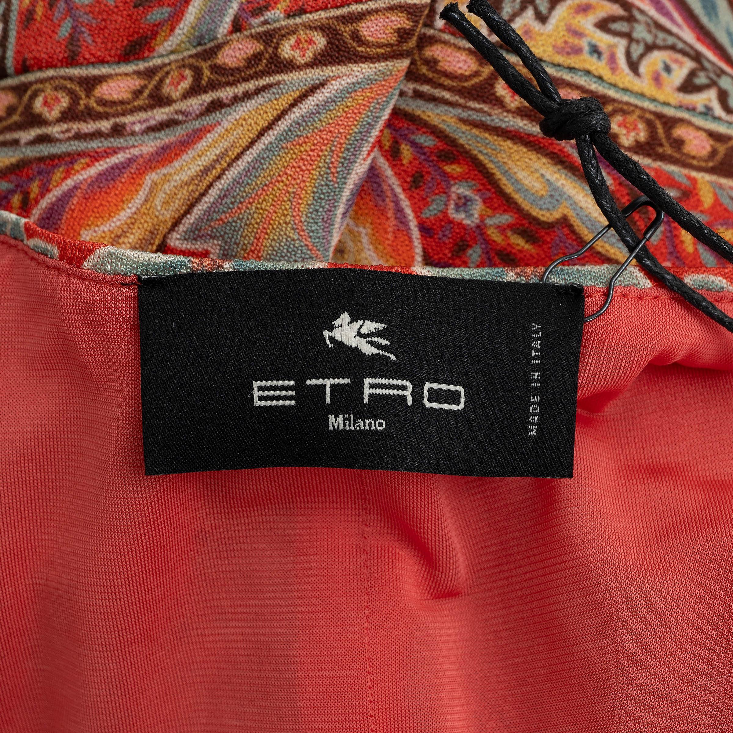 Donna Etro rosso in viscosa 2024 PAISLEY Abito a maniche corte 44 L. in vendita
