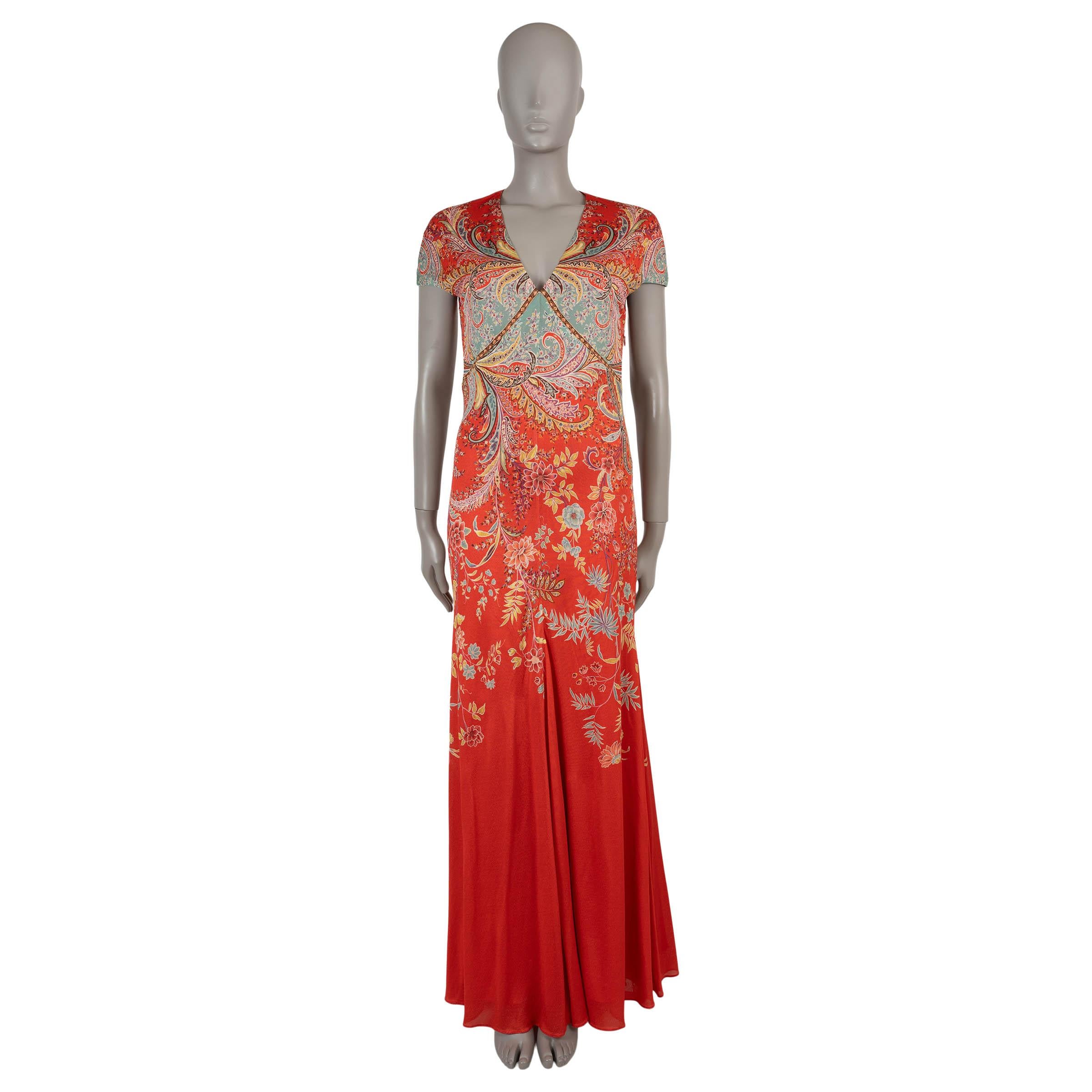 Etro rosso in viscosa 2024 PAISLEY Abito a maniche corte 44 L. in vendita