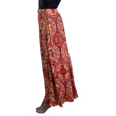 ETRO red viscose PAISLEY CREPE MAXI Skirt 42 M