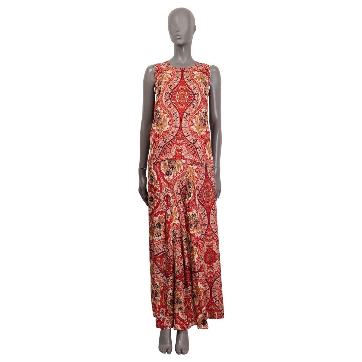 Women's ETRO red viscose PAISLEY CREPE MAXI Skirt 42 M For Sale