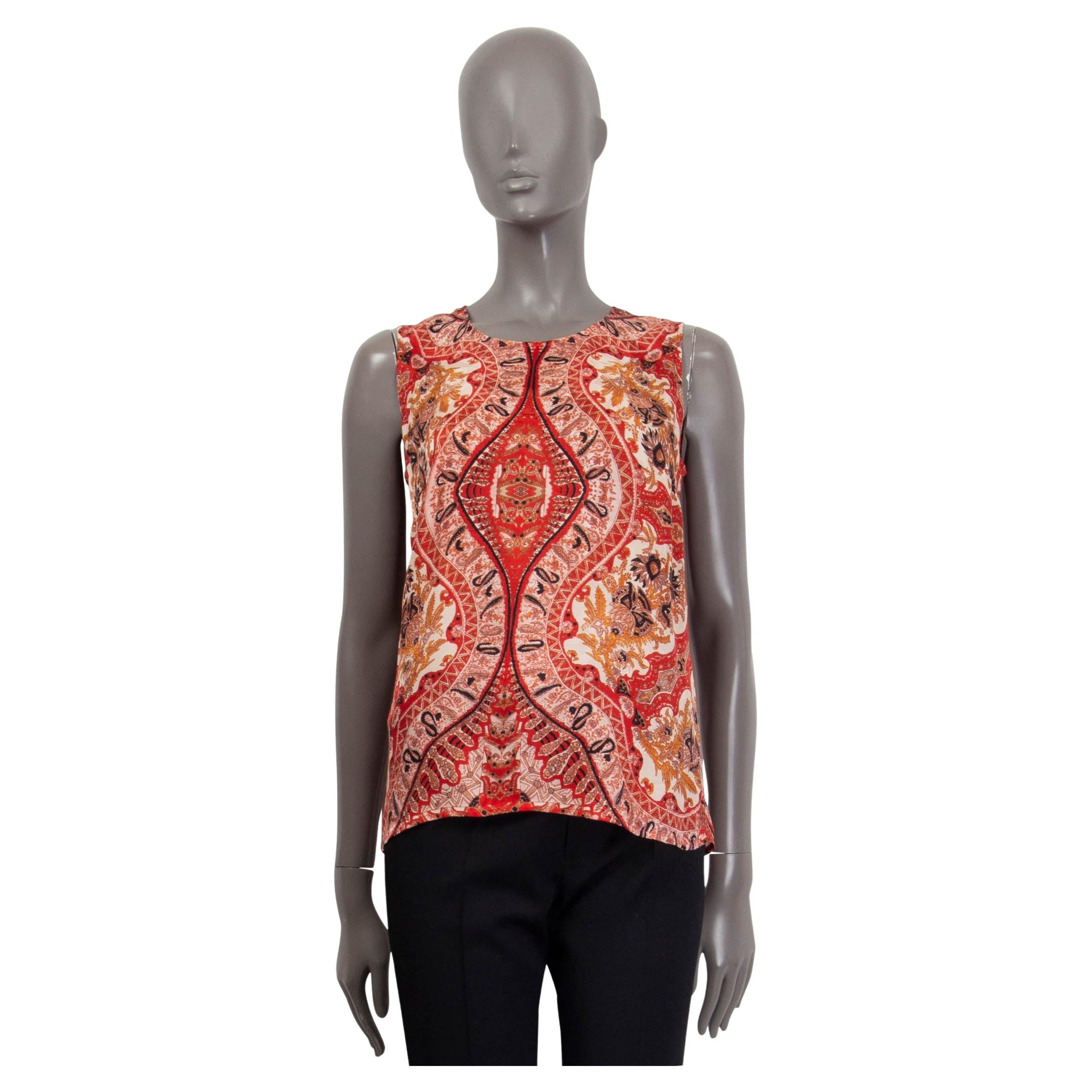 ETRO red viscose PAISLEY CREPE Tank Top Shirt 42 M For Sale