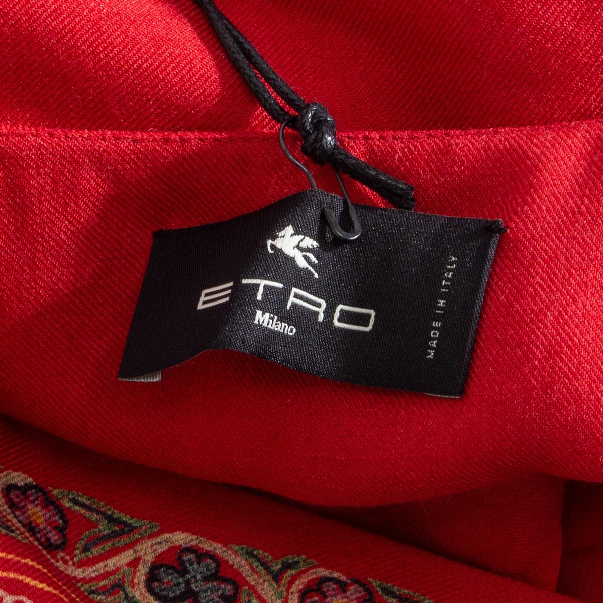 ETRO rote Wolle & Seide 2020 Floral gegürtetes Maxikleid 40 S 1