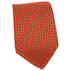 Etro Red Yellow Silk Geometric Designs Evening Classic Tie 