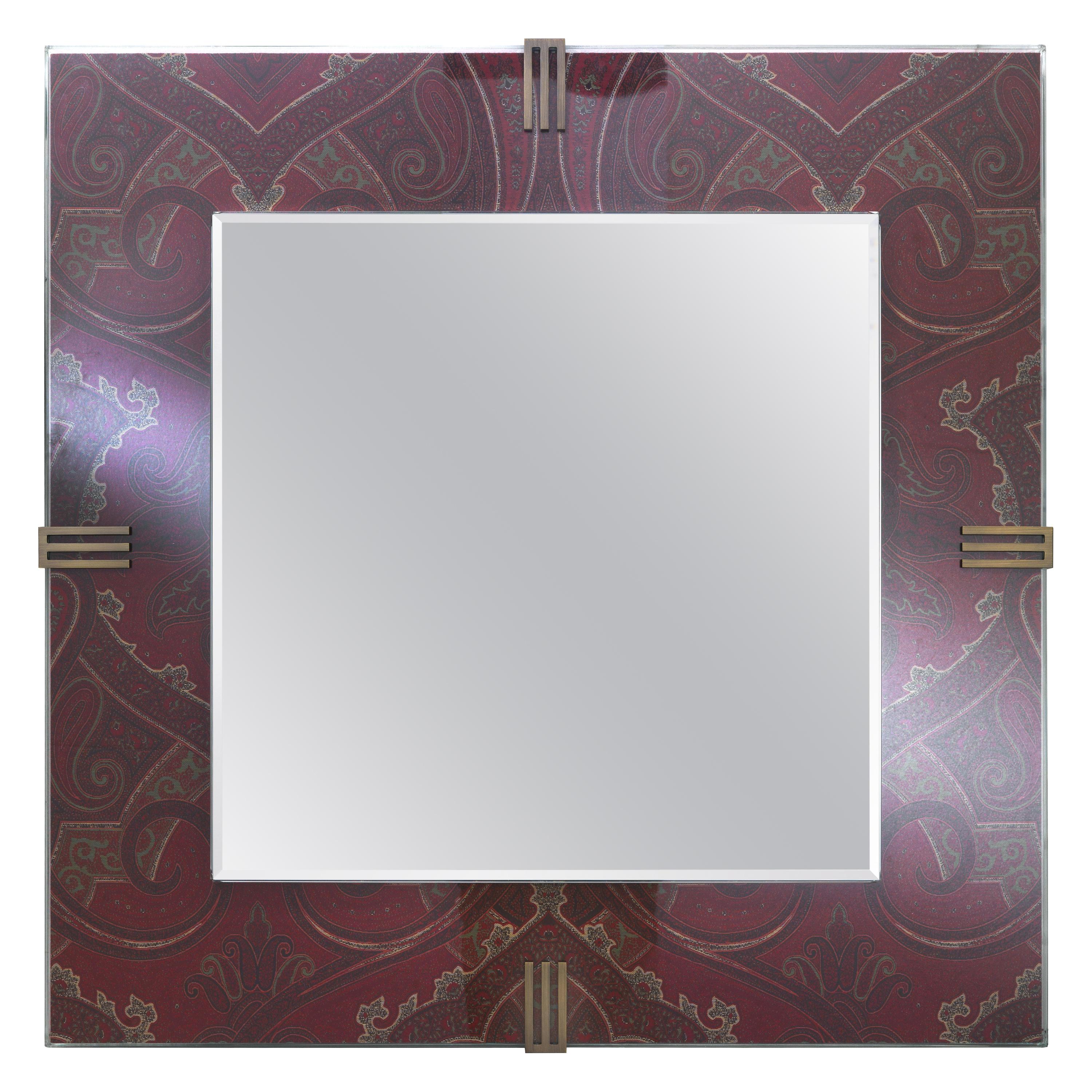 21st Century Renè Mirror in Paisley and Glass by Etro Home Interiors For Sale