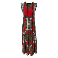 Etro – geripptes Maxikleid aus Jersey in Orange, Weiß und Grün mit Paisley-Muster und Rundhalsausschnitt, ärmellos