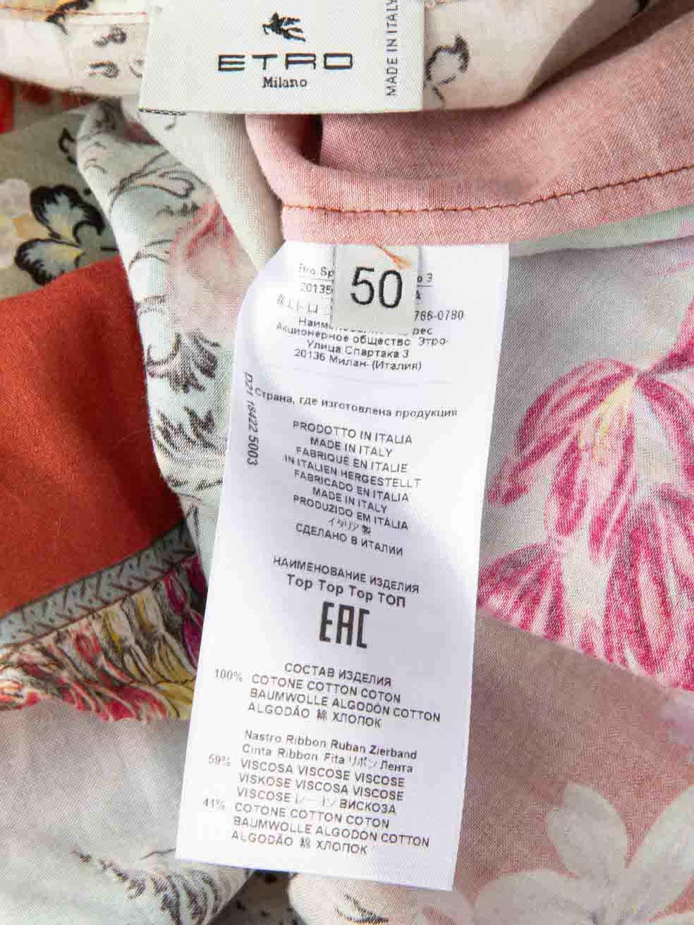 Women's Etro Ruffle Accent Printed Nashville Blouse Size XXXL For Sale