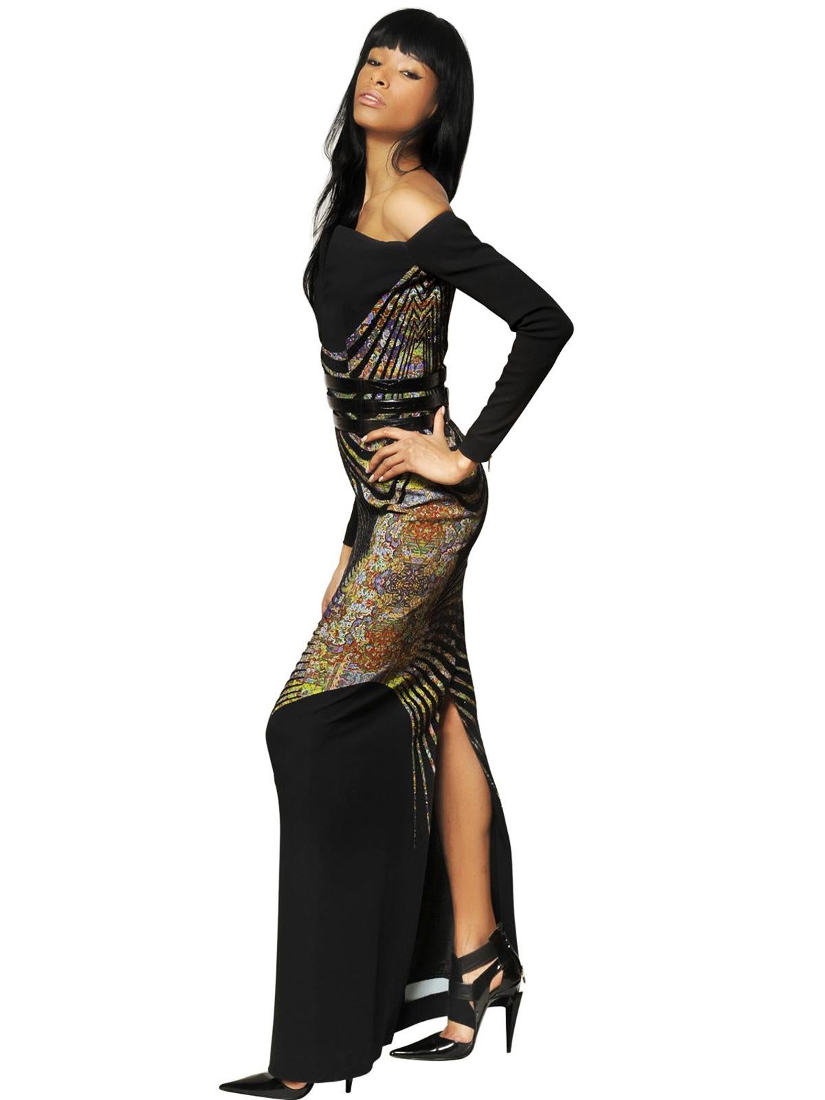 Etro Pasarela Campaña AD Vestido sin hombros con microperlas negro Vestido italiano 44 12