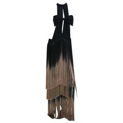 Etro Runway Black Degrade Silk Fringe Cut Out Dress It. 40