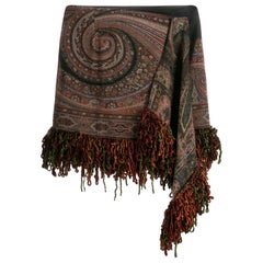 Etro Runway Boho Print Asymmetric Draped Mini Skirt w/ Tassel Detailing Size 40