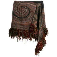 Etro Runway Boho Print Asymmetric Draped Mini Skirt w/ Tassel Detailing Size 42