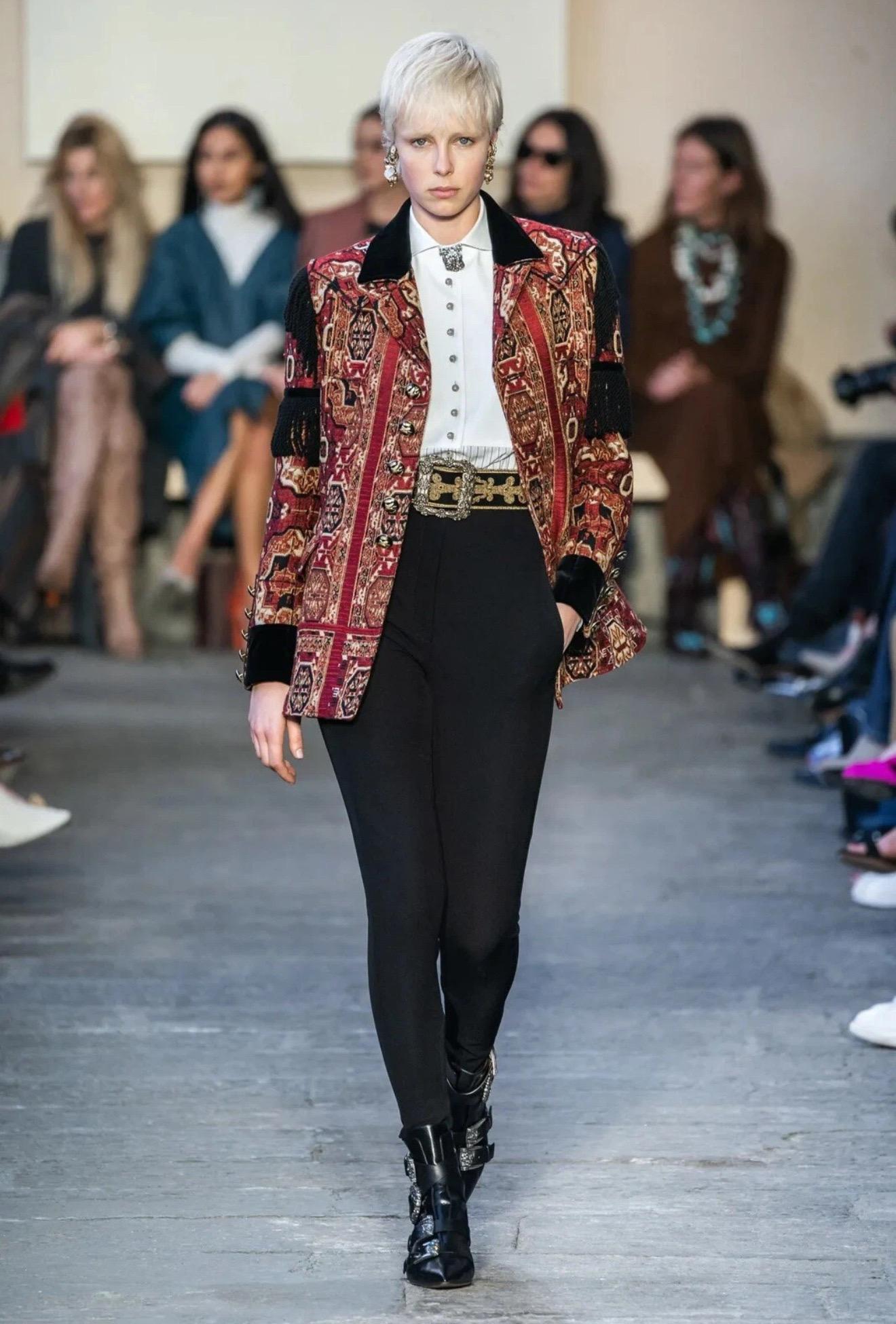 ETRO Runway F/W  Veste en velours et jacquard à franges 2019  IT 40 en vente 7