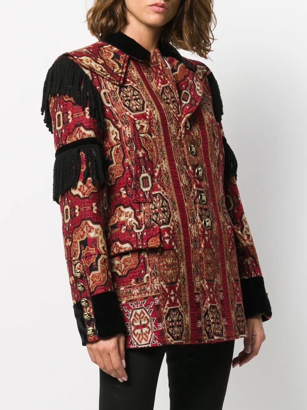 ETRO Runway F/W  Veste en velours et jacquard à franges 2019  IT 40 Pour femmes en vente