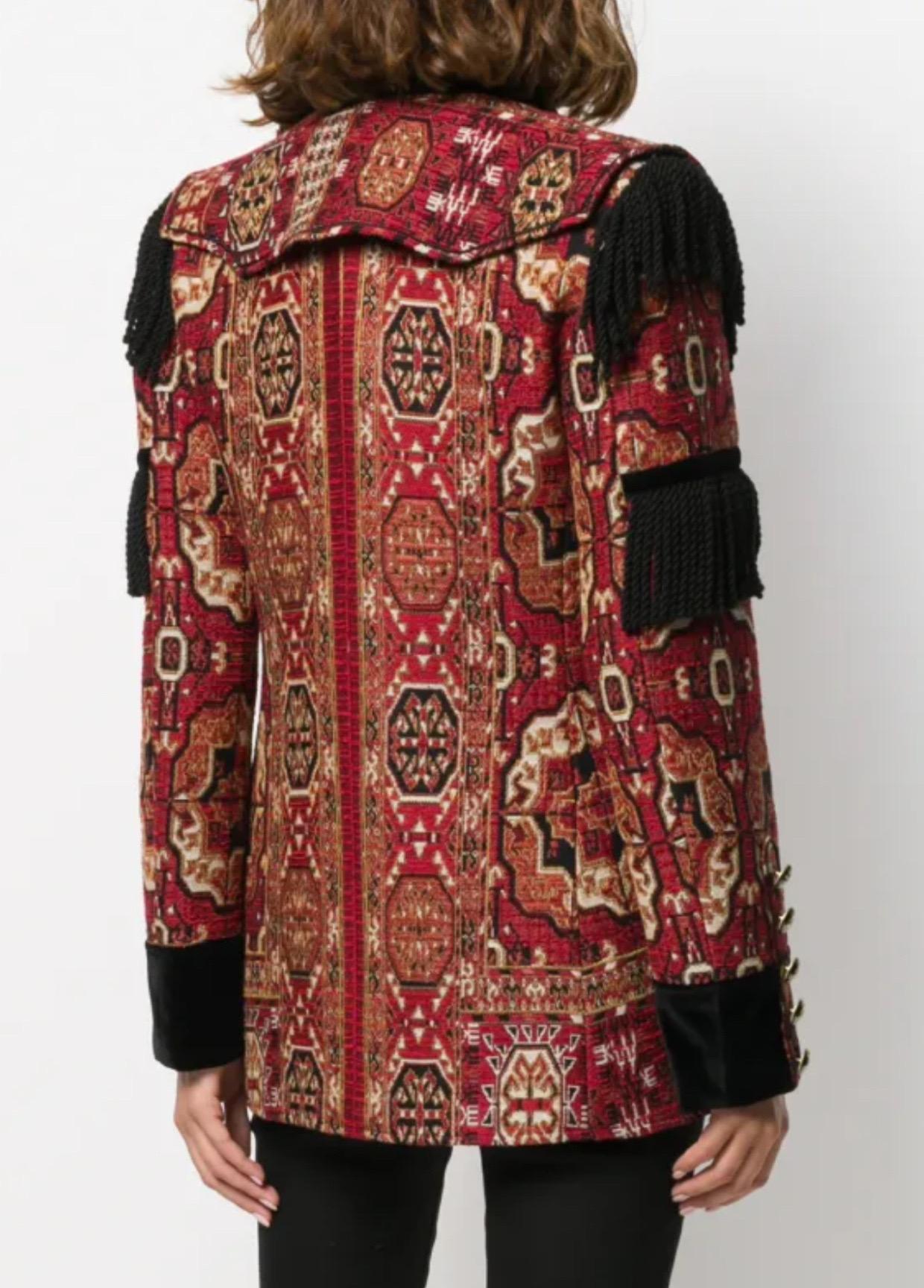 ETRO Runway F/W  Veste en velours et jacquard à franges 2019  IT 40 en vente 1