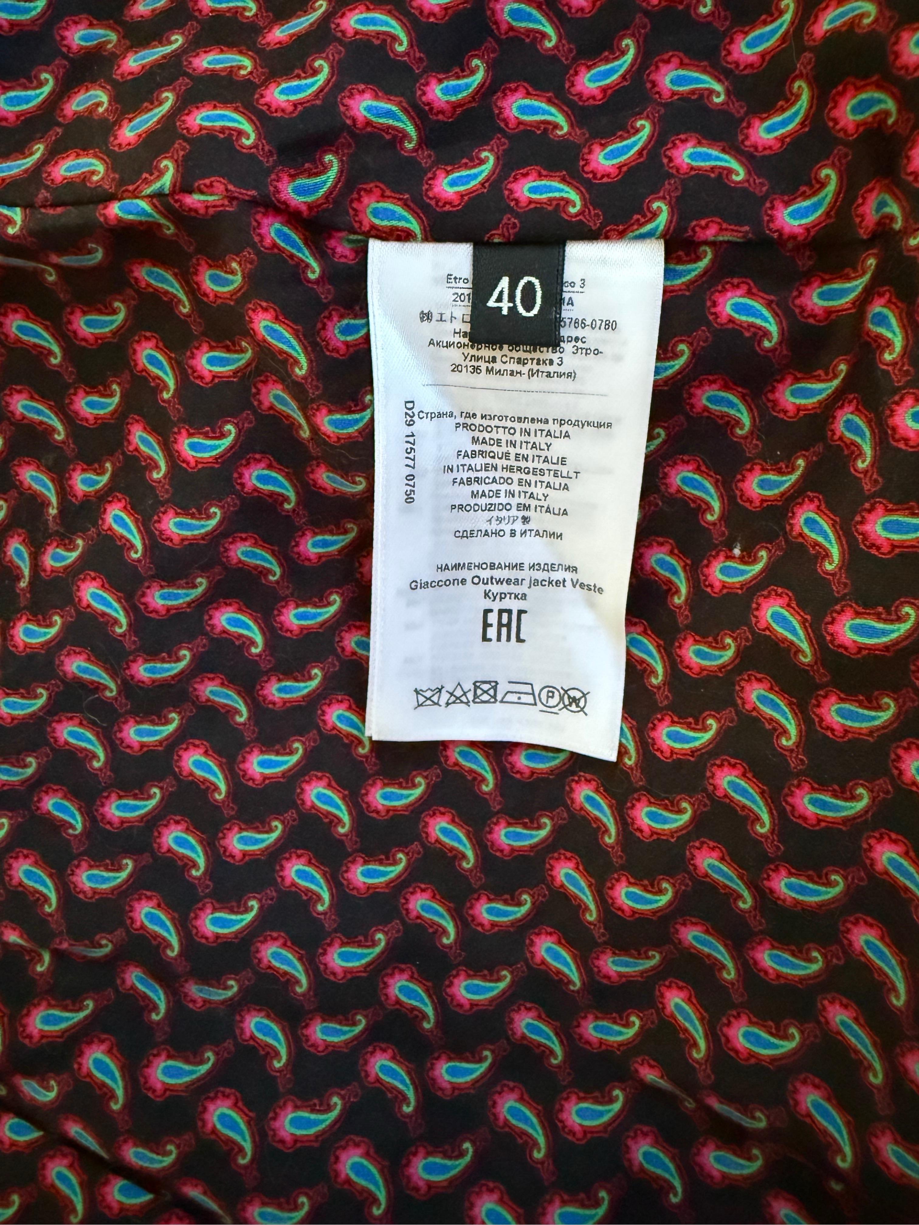 ETRO Runway F/W  Veste en velours et jacquard à franges 2019  IT 40 en vente 4