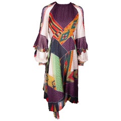 Etro Runway Long Sleeve Multicolor Print Silk Midi Dress Size 42