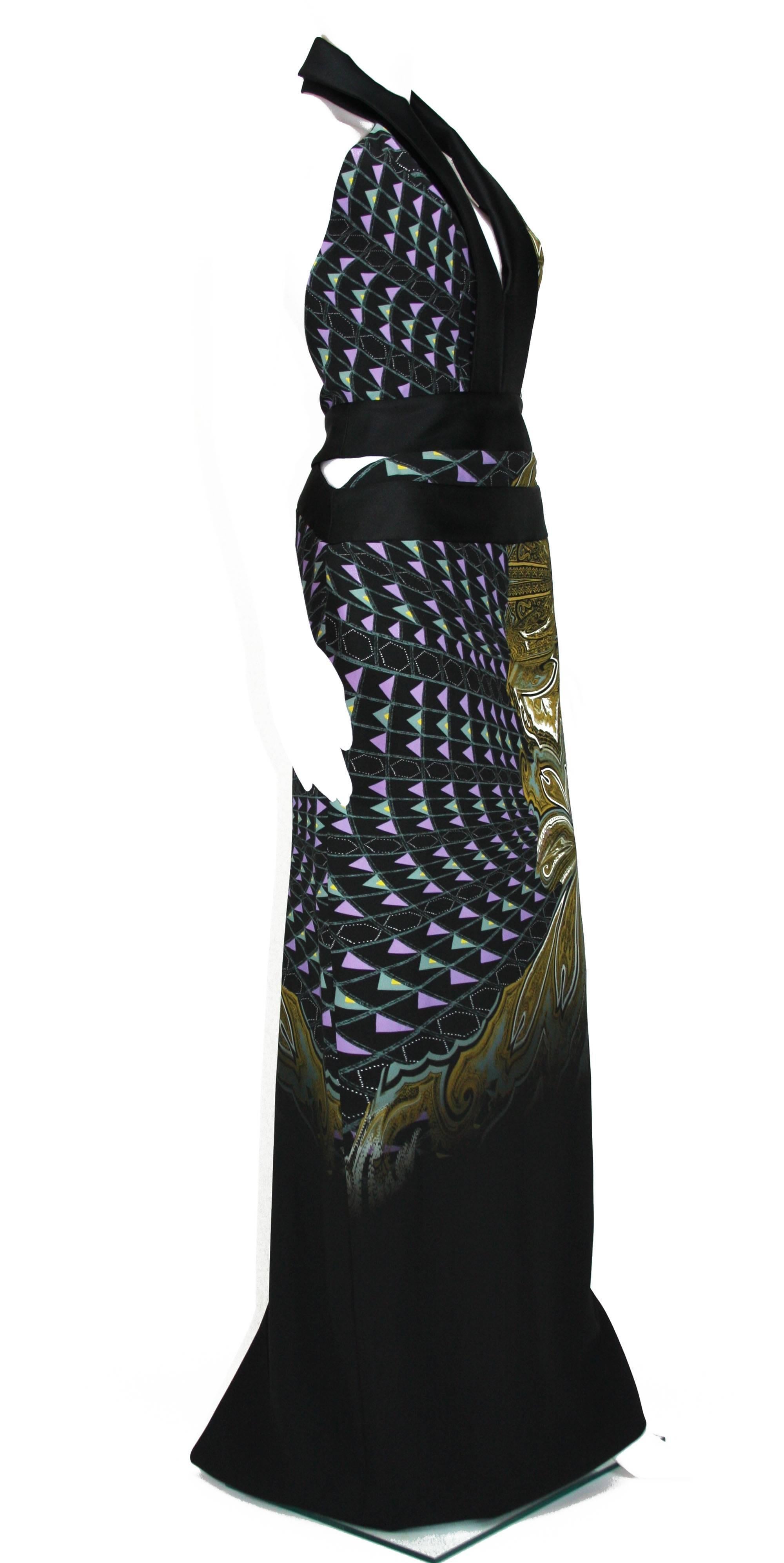 ETRO Runway Printed Side Cutout Open Back Halter Style Dress Gown It 42 - US 6 1