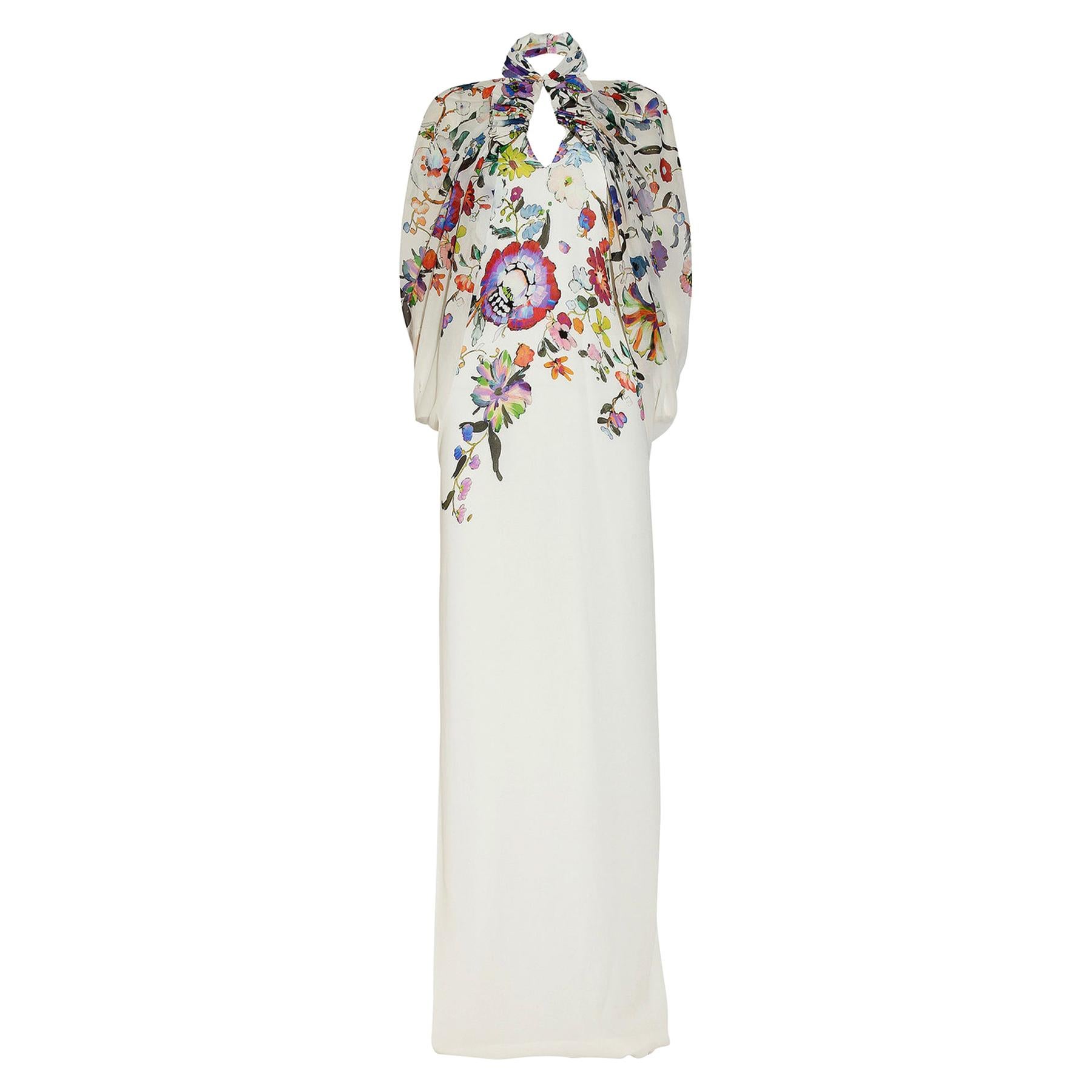 Etro Runway White Floral Print Caped Wedding Long Dress Gown It.44 at ...