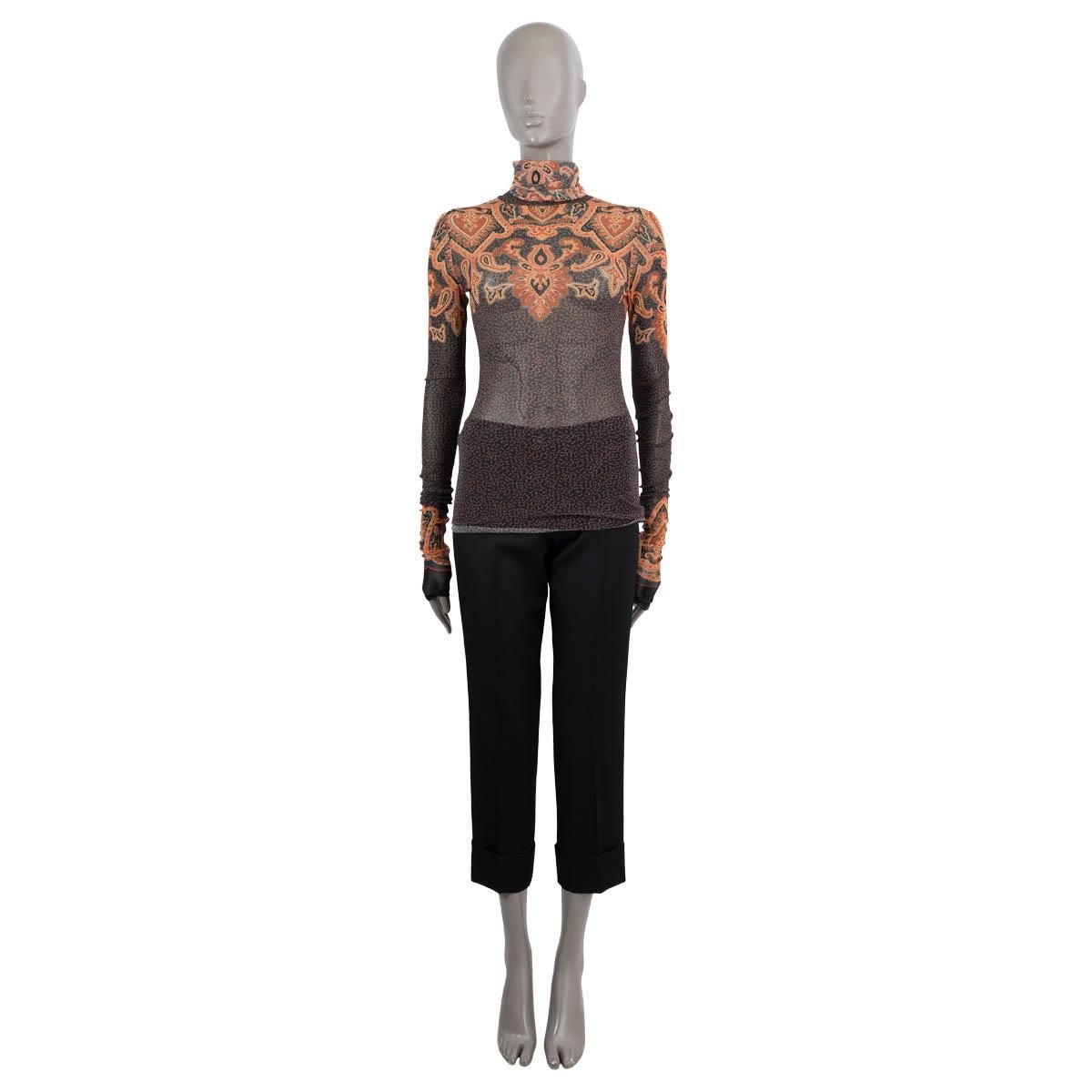 100% authentic Etro paisley stretch tulle turtleneck sweater in rust, black, orange and beige polyamide (100% - please note the content tag is missing). Has been worn and is in excellent condition.

2019 Fall/Winter

Measurements
Tag