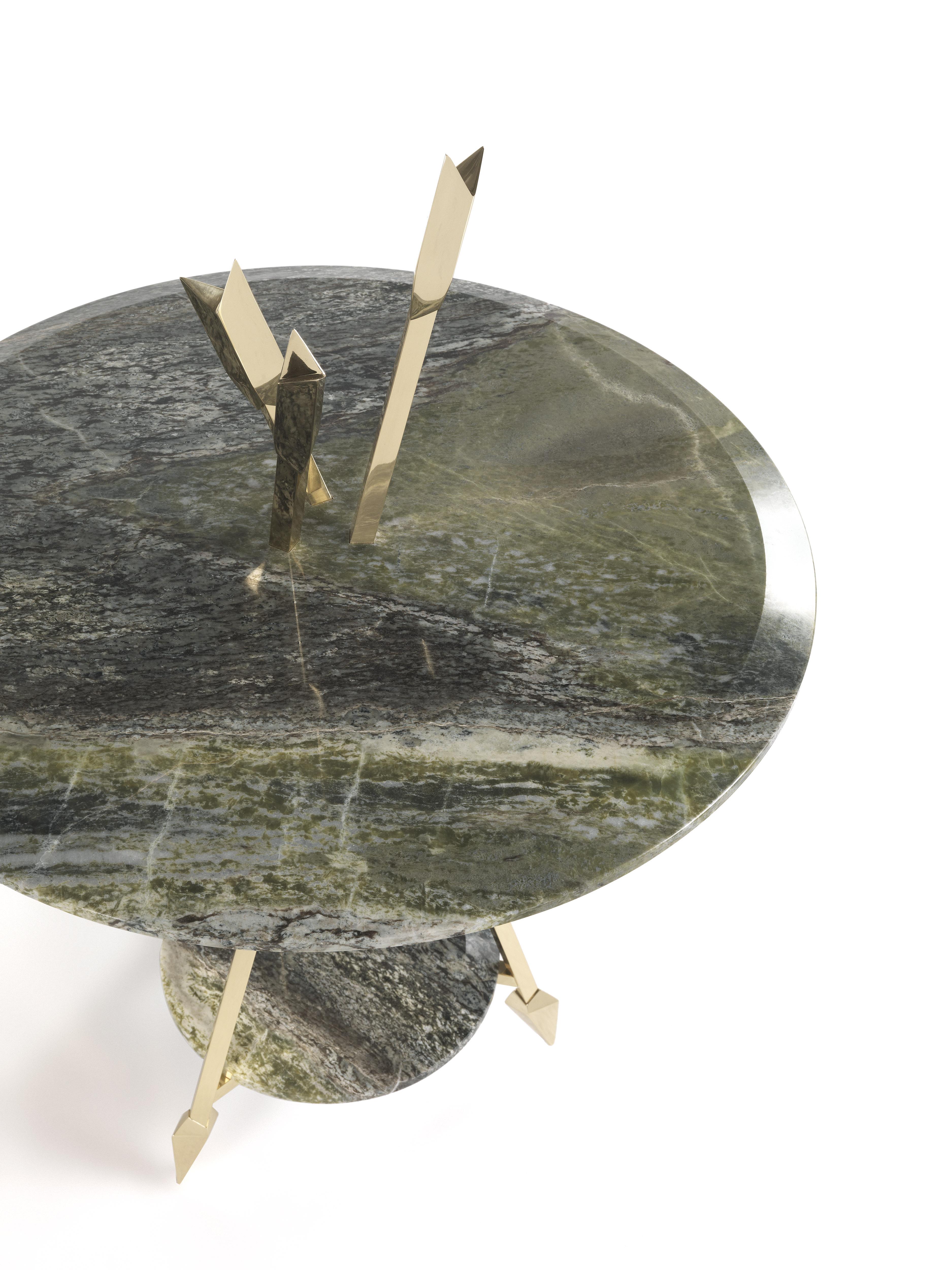 Italian 21st Century Sagitta Small Table in Marble and Brass by Etro Home Interiors