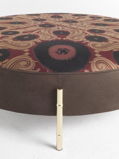 21st Century Samarcanda Pouf in Bukhara Fabric and Brass by Etro Home Interiors