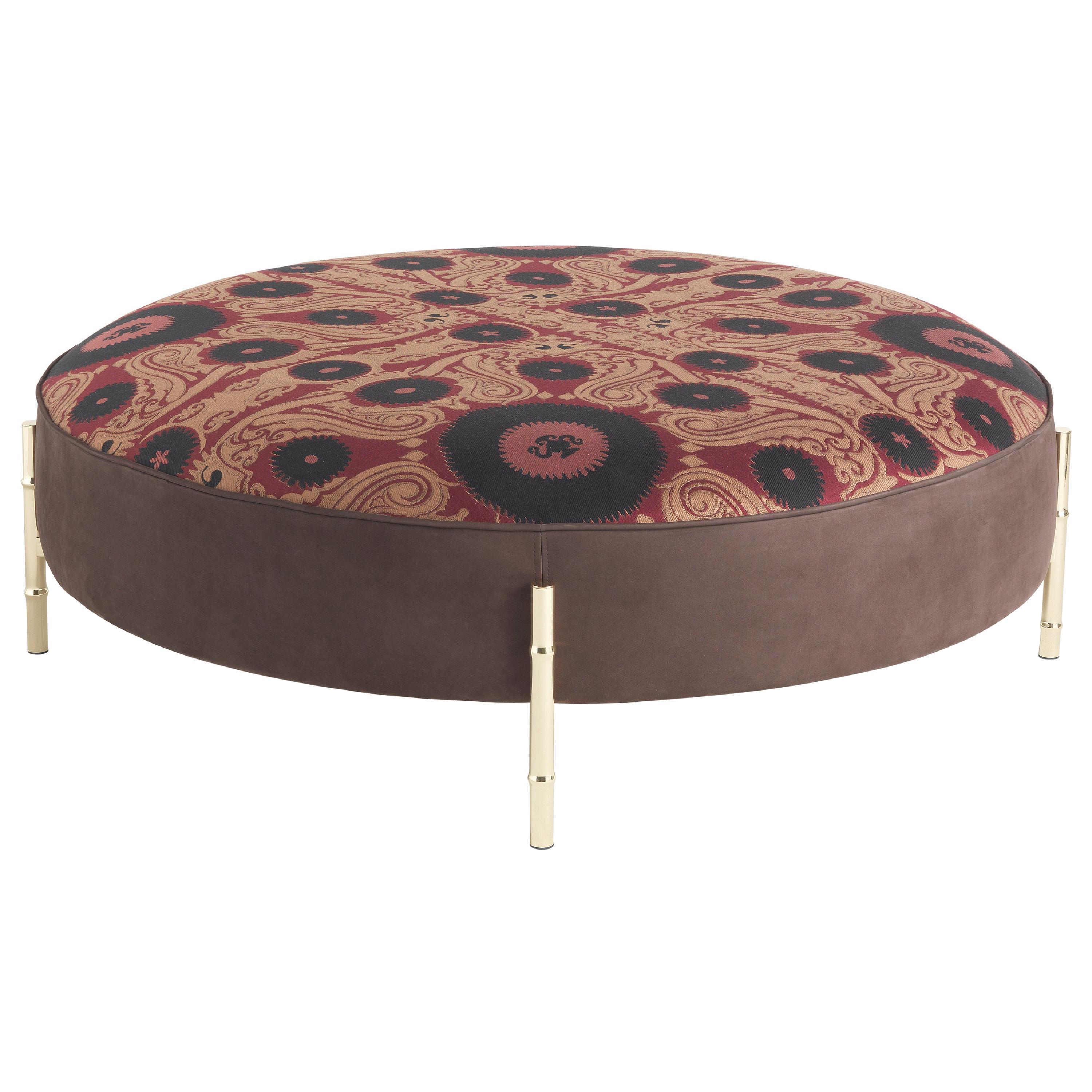 21st Century Samarcanda Pouf in Bukhara Fabric and Brass by Etro Home Interiors  For Sale