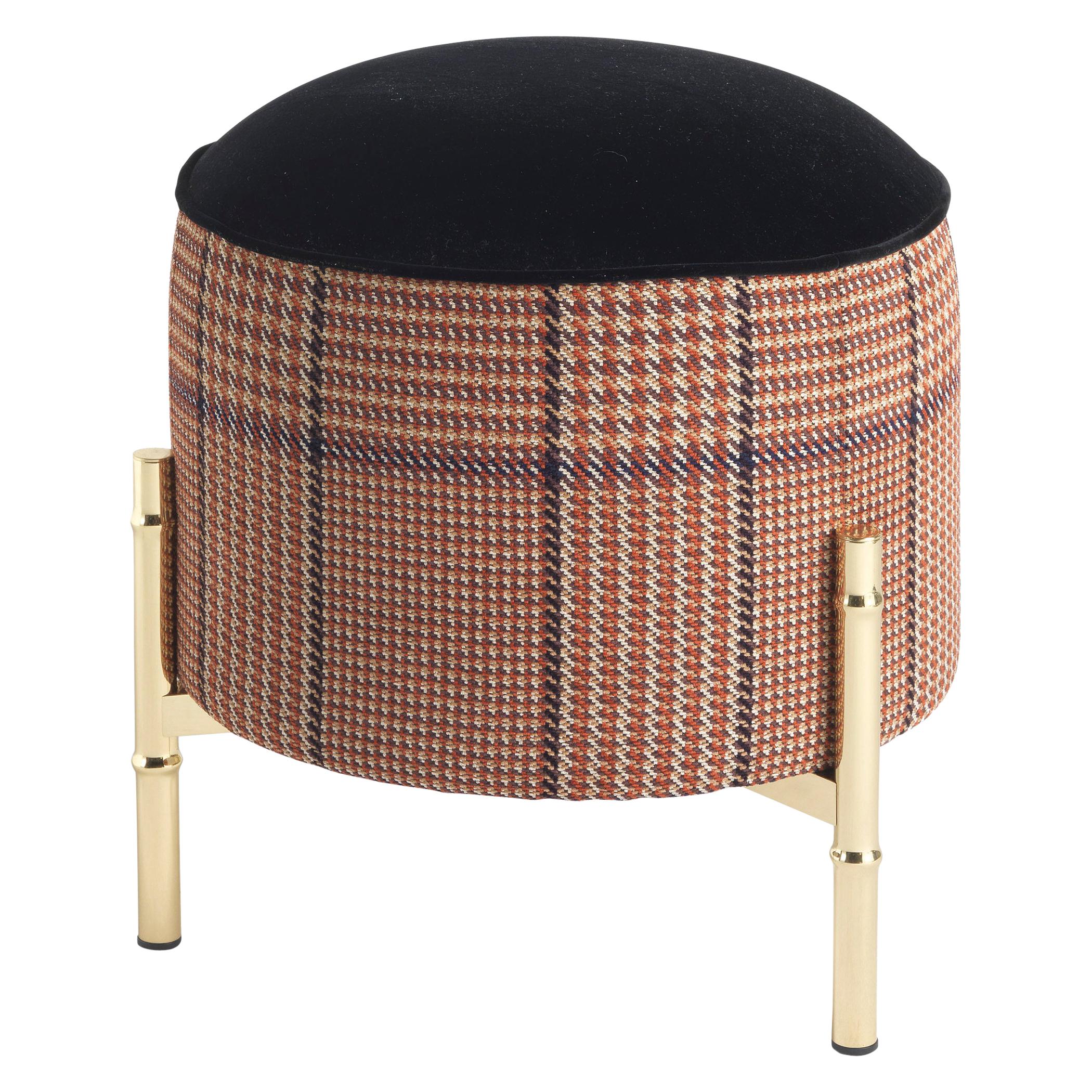21st Century Samarcanda Pouf in Fabric and Brass by Etro Home Interiors