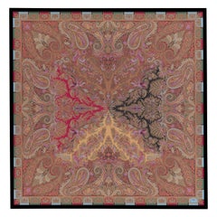 21st Century Shawl "T" Print on Canvas with Frame in Wood by Etro Home Interiors