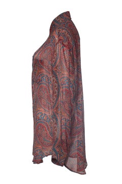 Etro, sheer Paisley printed blouse in red