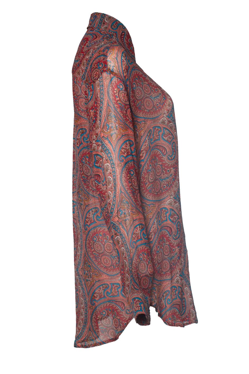Etro, sheer Paisley printed blouse in red In Excellent Condition For Sale In AMSTERDAM, NL