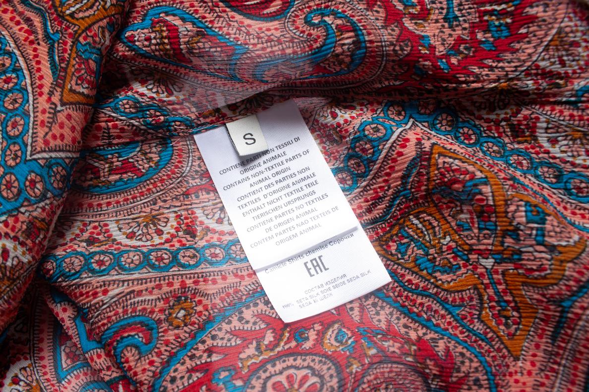 Women's Etro, sheer Paisley printed blouse in red For Sale