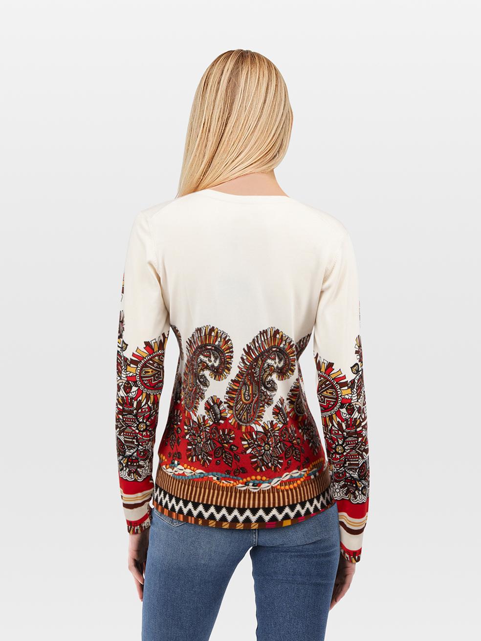 CONDITION is Never worn, with tags. Due to poor storage of the jumper, wear is evident to the front left where a small mark can be seen on this new Etro designer resale item.
 
 Details
 
 
 Multicolour
 
 Silk
 
 Jumper
 
 V neck
 
 Abstract