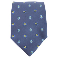 Etro - Cravate en soie bleue à motif floral vintage