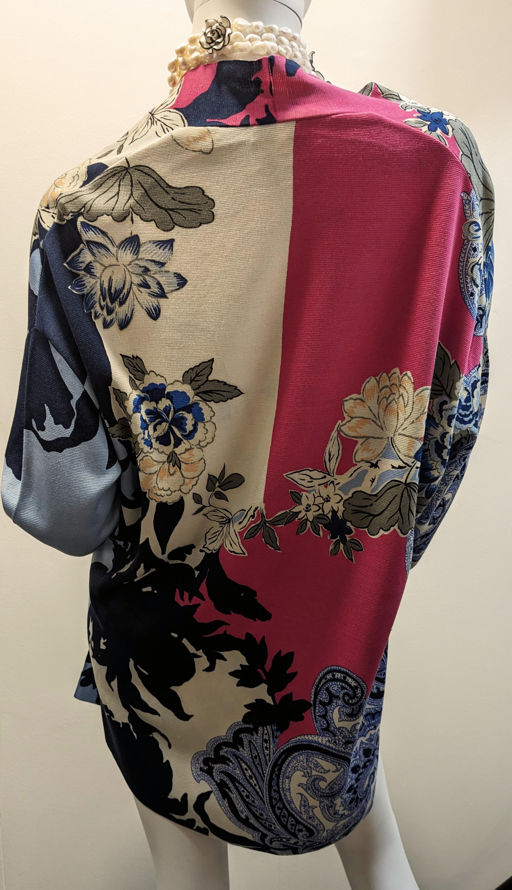 ETRO  Silk Cardigan with Floral Motifs For Sale 1