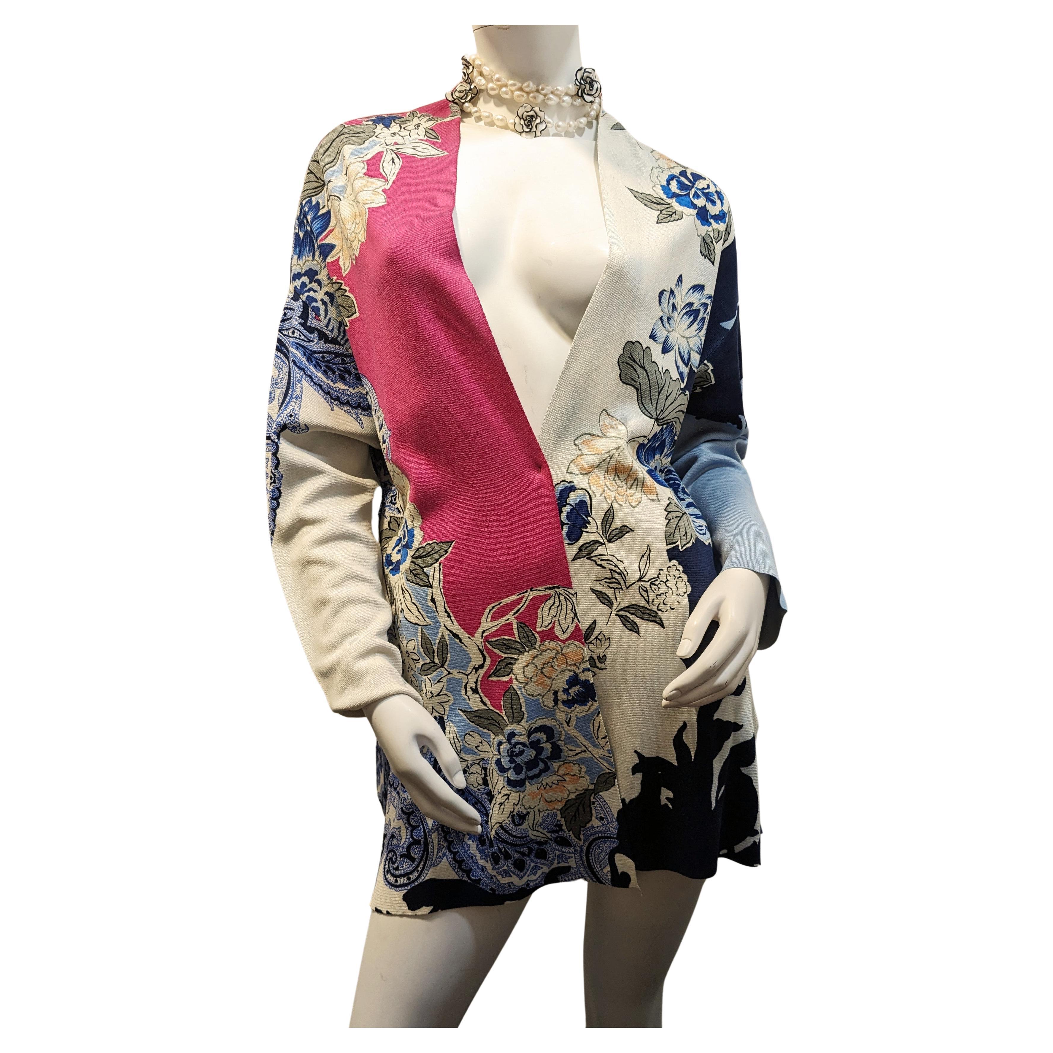 ETRO  Silk Cardigan with Floral Motifs For Sale