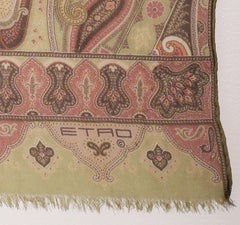 Etro Silk chiffon scarf swirling paisley patters in pastel greens