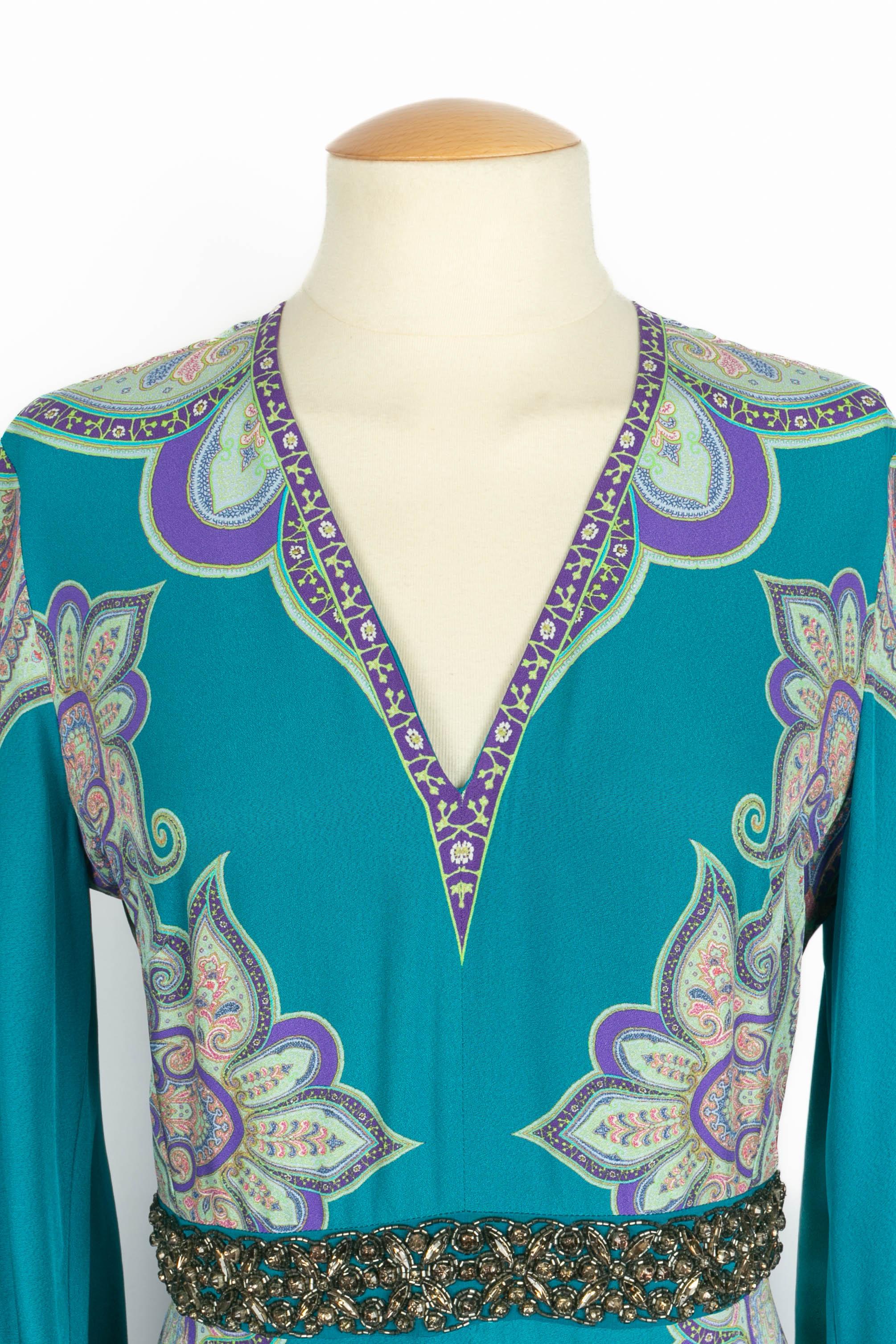 Blu Abito in seta di Etro in vendita