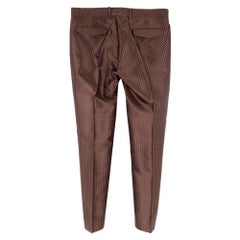 Etro Silk Gold Textured Tie-Print Smart Trousers SIZE 50 (Italy)