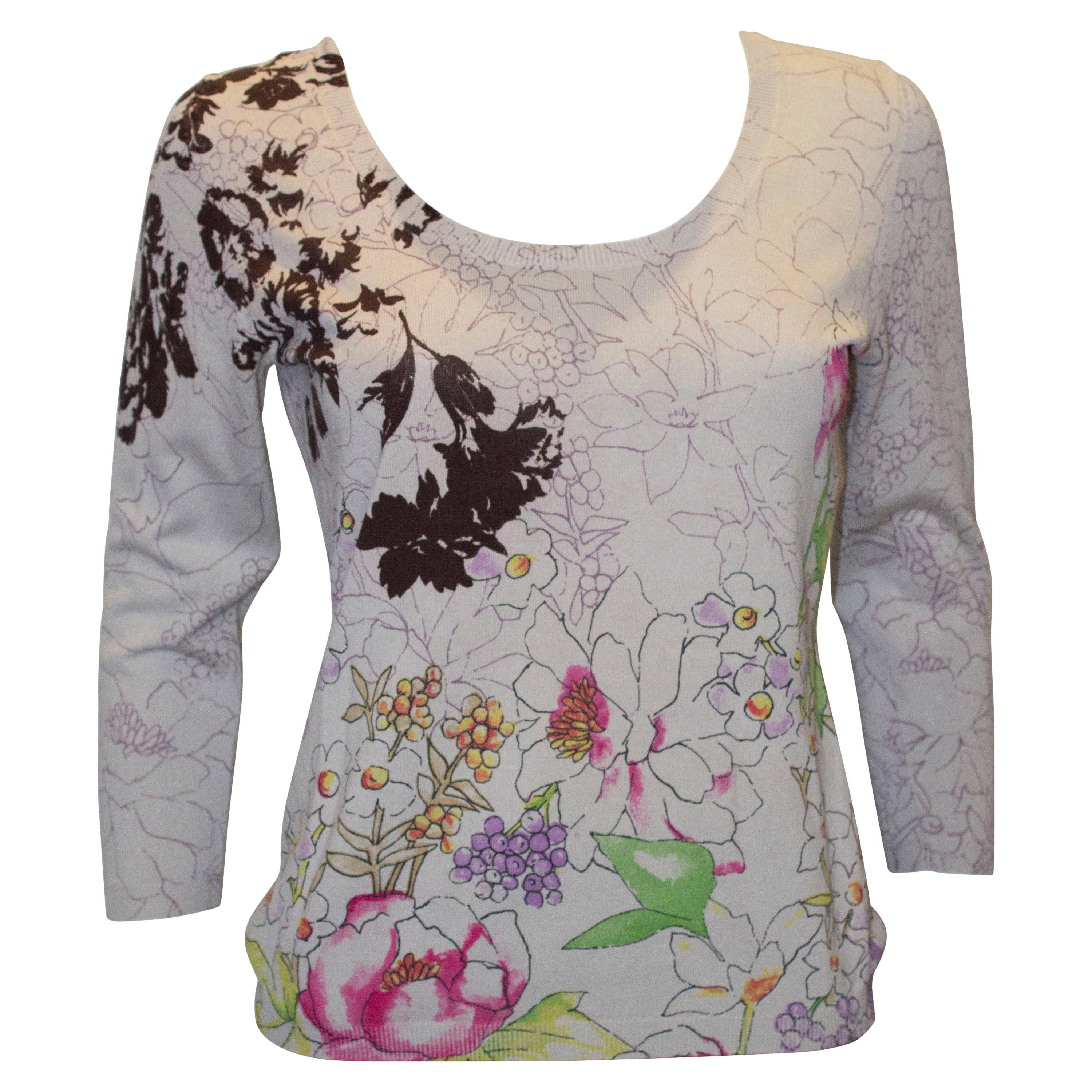 Etro Silk Knit Floral Top For Sale