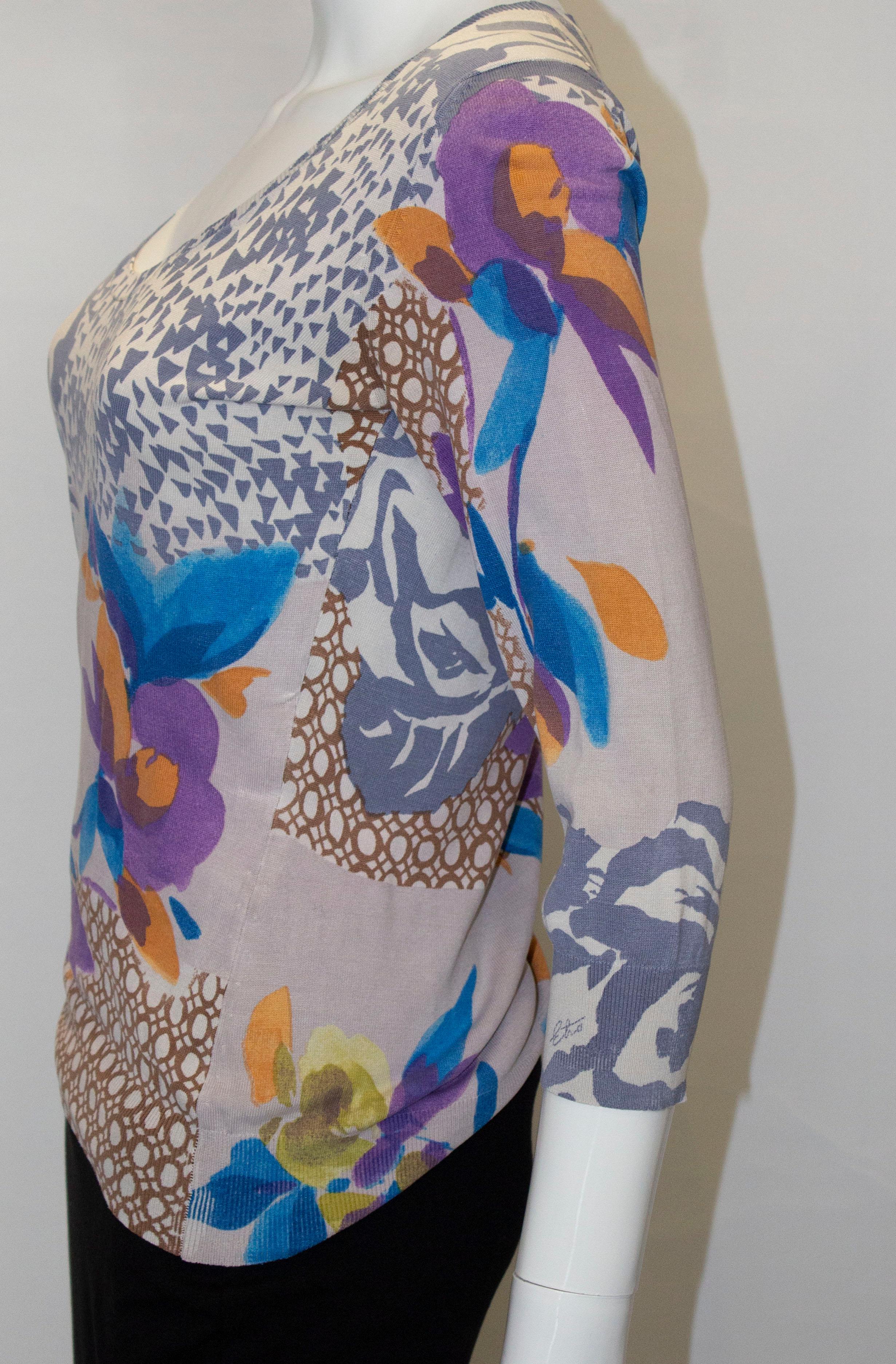 Top floreale in maglia di seta di Etro In condizioni buone in vendita a London, GB