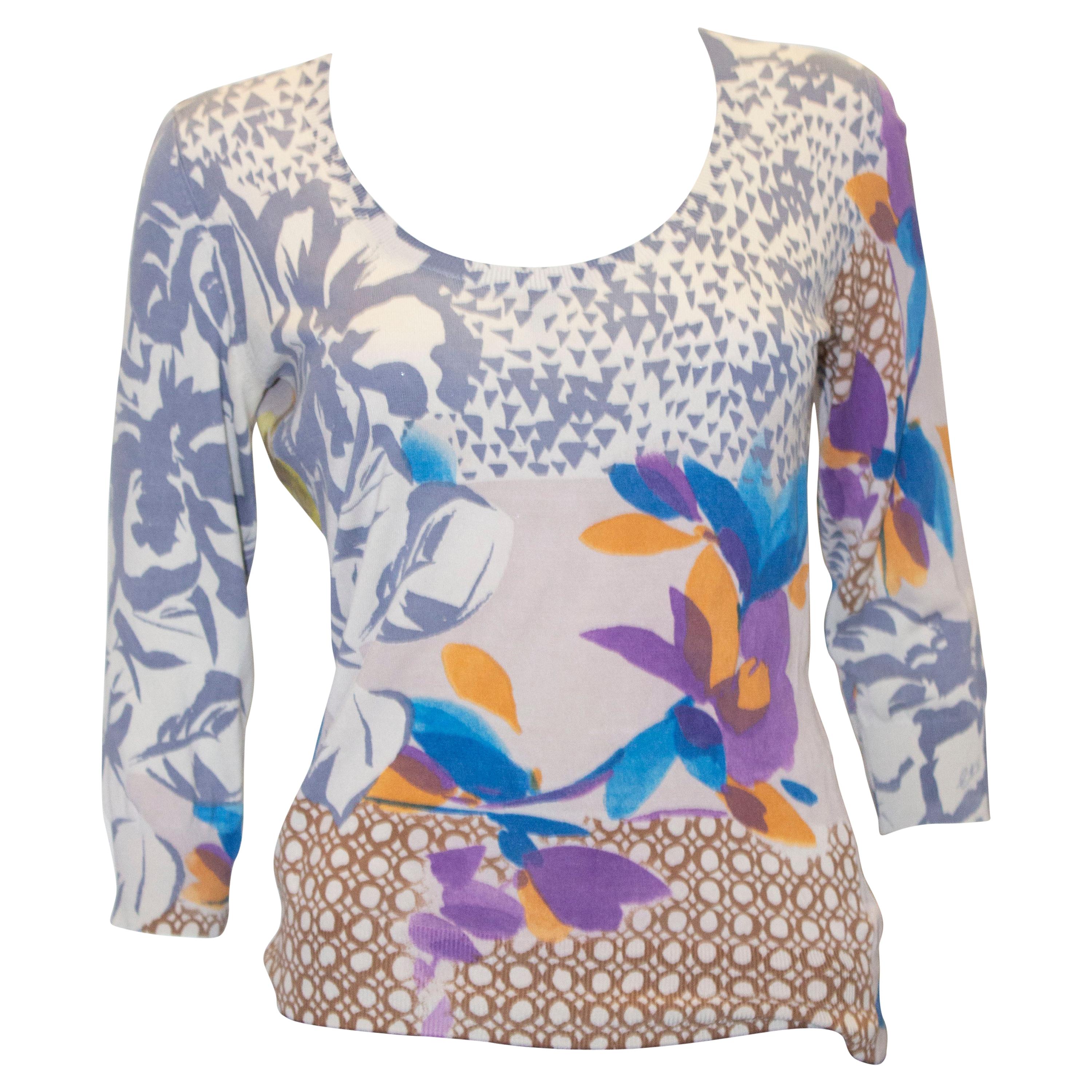 Etro Silk Knitted Floral Top For Sale